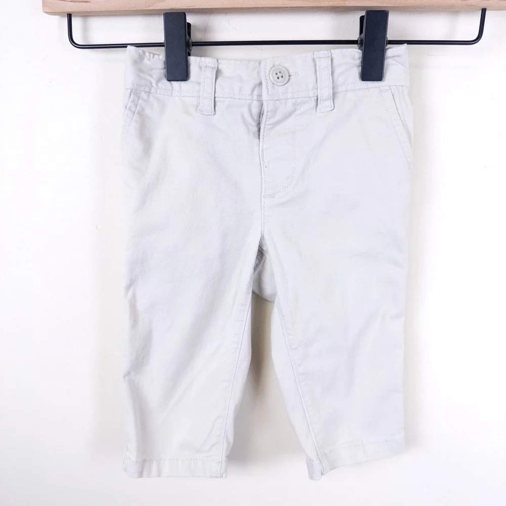 Baby Gap Chino Pants Kids 6-12M Ivory Stretch Twill Straight Leg Trousers‎